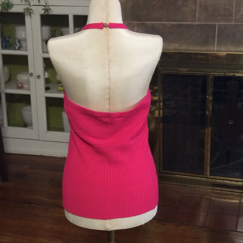 Cache Pink Ribbed Halter Top NWT - Picture 3 of 4